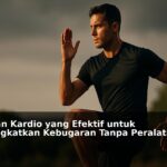 Orang melakukan latihan kardio tanpa peralatan di ruang terbuka dengan latar belakang alam