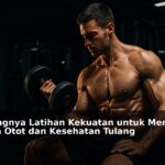 Pria melakukan latihan kekuatan dengan dumbbell di gym modern