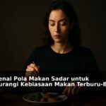 Ilustrasi pola makan sadar dengan suasana makan tenang dan fokus