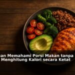 Ilustrasi piring dengan porsi makan sehat tanpa menghitung kalori